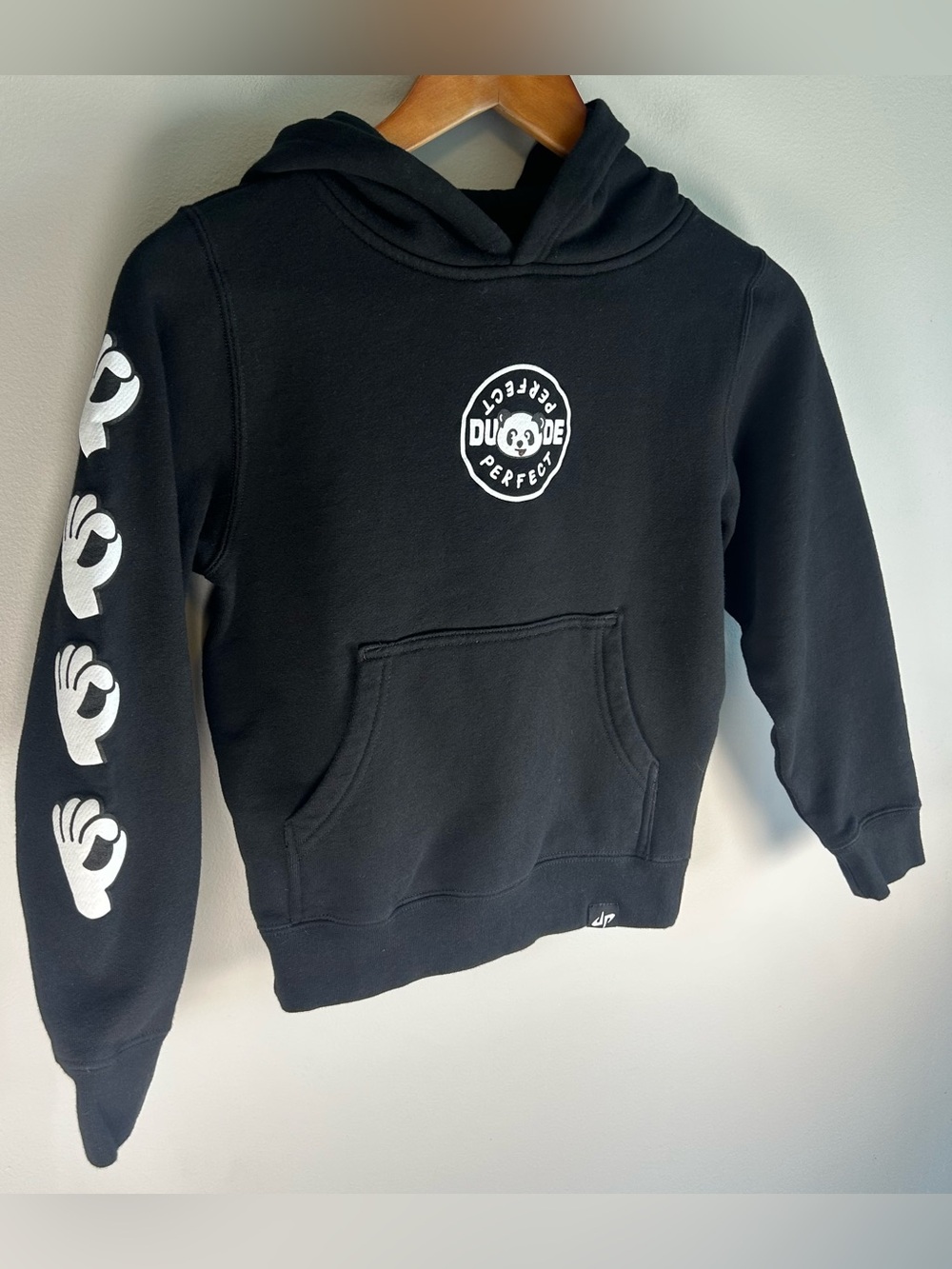 Dude Perfect Youth Hoodie Sweater Size S Panda Logo Graphic Double Sided Hood - Picture 2 of 10